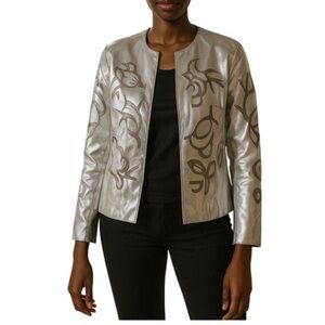 Chico's 25th Anniversary "Odile" Metallic Leather Jacket